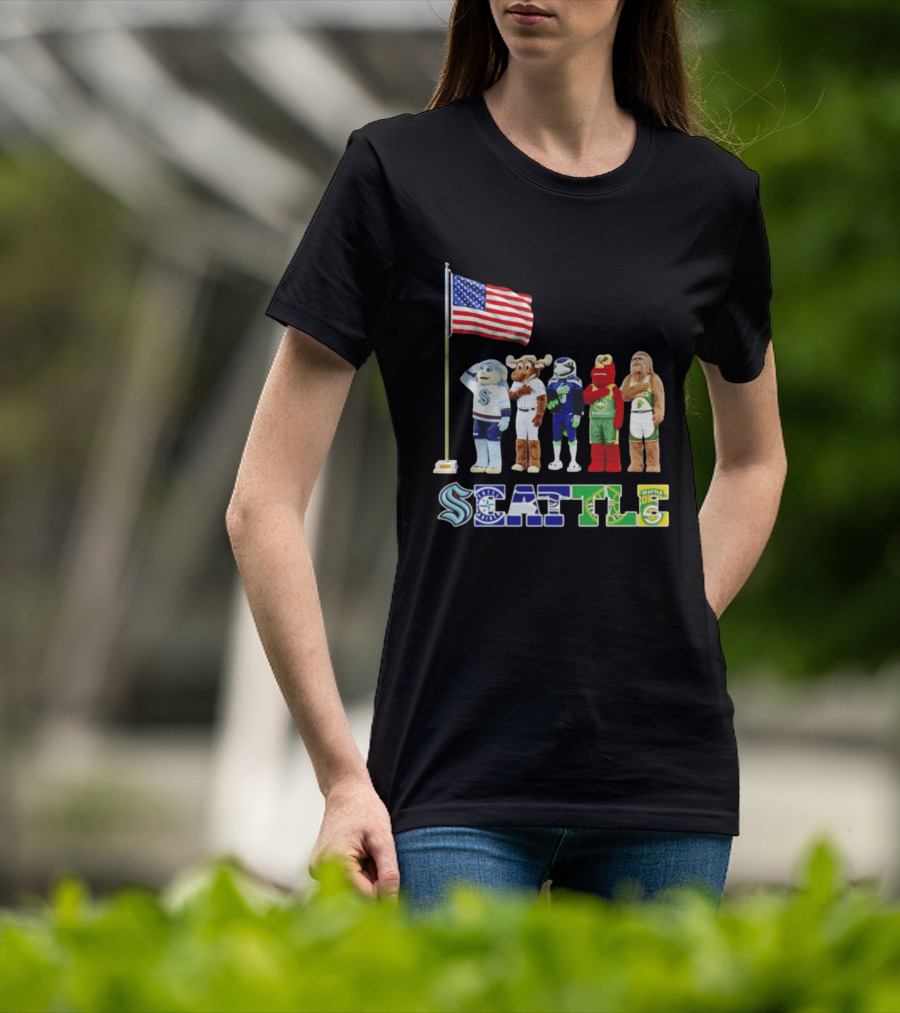Seattle Kraken Mariners Seahawk Sounders SuperS Salute Flag T-Shirt