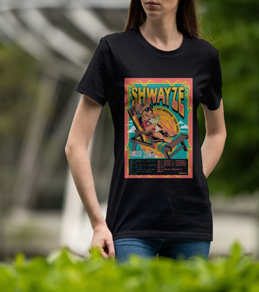 SHWAYZE 7 Day Weekend Tour 2026 Beach Fly Special Guest Tour Dates T-Shirt