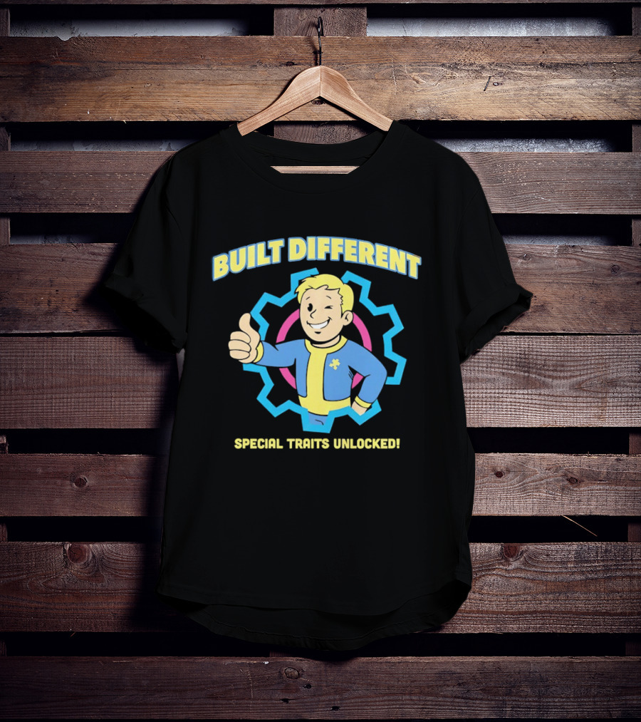 Fallout Built Different Vault Boy Special Traits Unlocked T-Shirt