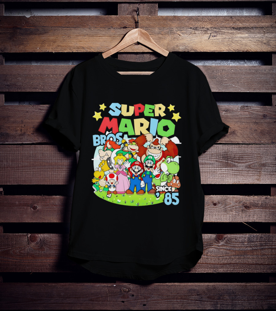 Super Mario Bros Characters And Stars Cartoon Since 85 T-Shirt