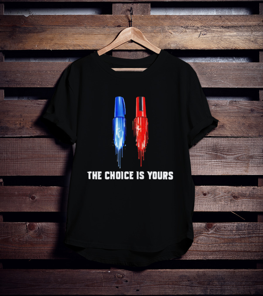 The Choice Is Yours Red And Blue Marker Art Duel T-Shirt