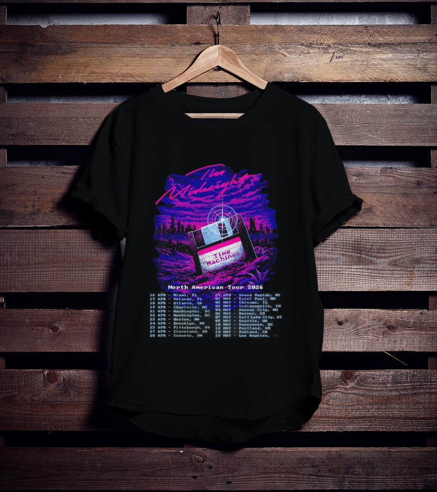 The Midnight Time Machines North American Tour 2026 Retro Floppy Disk T-Shirt