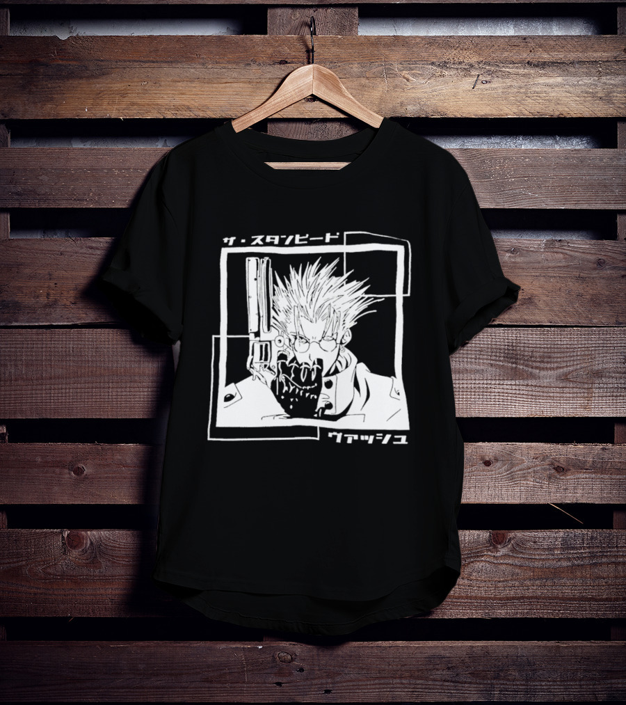 Vash The Stampede Trigun Japanese Typography Stylized T-Shirt