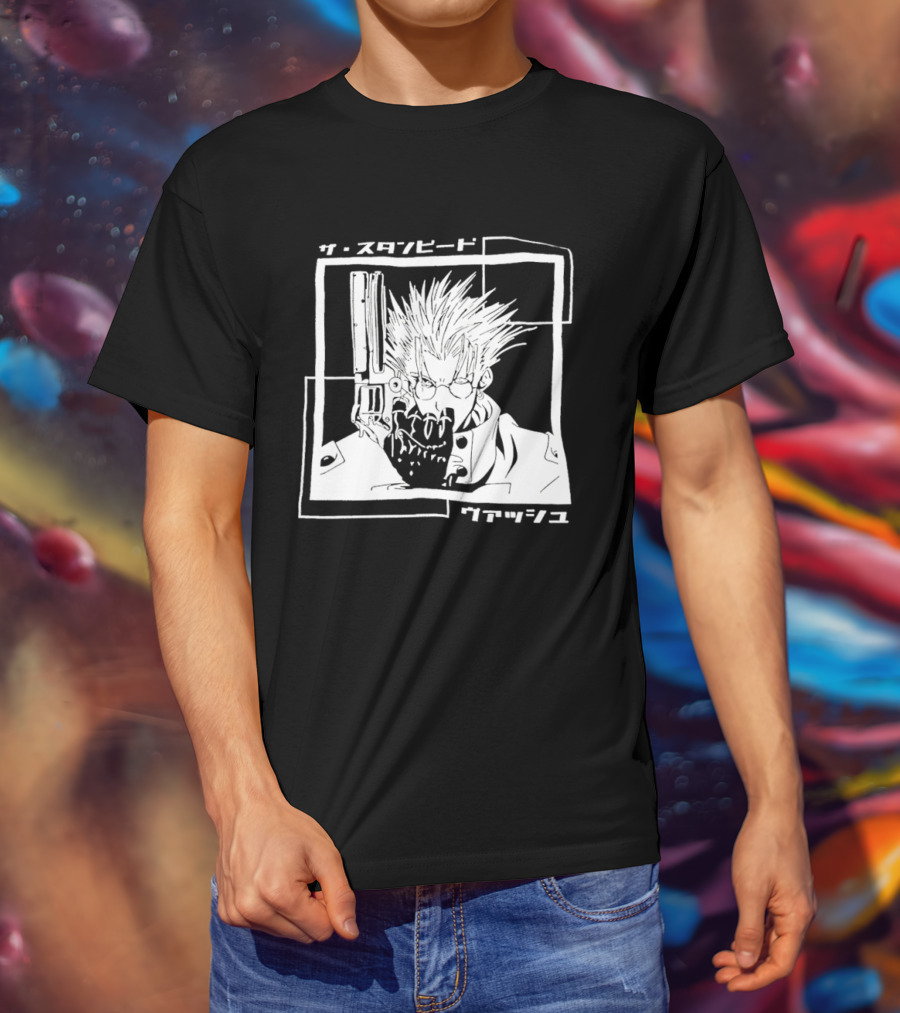 Vash The Stampede Trigun Japanese Typography Stylized T-Shirt