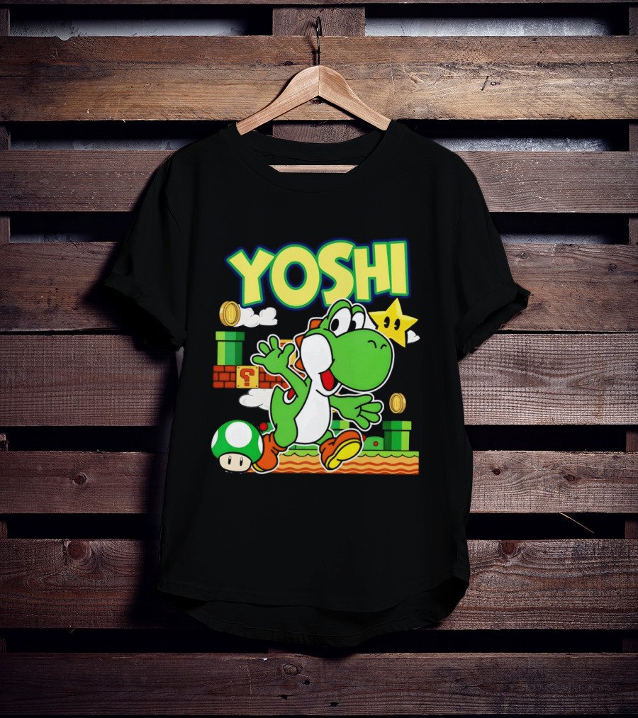 Yoshi Super Mario Bros Game Iconic Green Dinosaur Adventure T-Shirt
