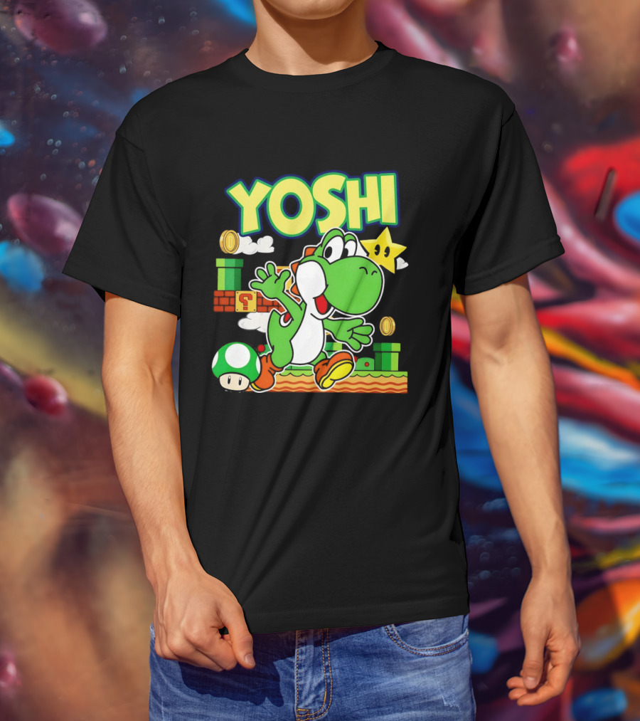 Yoshi Super Mario Bros Game Iconic Green Dinosaur Adventure T-Shirt