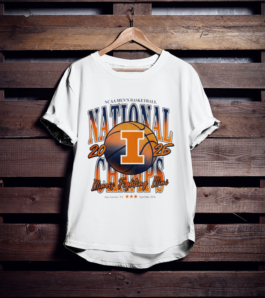 NCAA Men's Basketball National Champs 2026 Illinois Fighting Illini San Antonio April 6 T-Shirt
