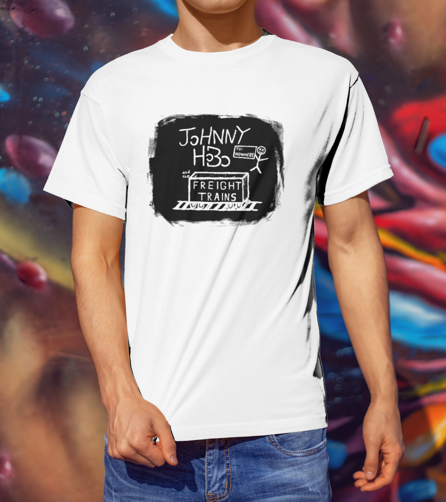 Johnny Hobo Freight Trains Stick Figure Drawing T-Shirt