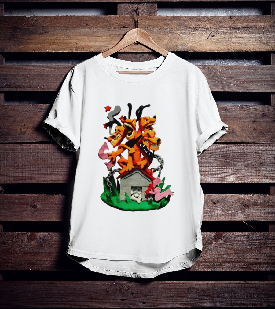 Hell Hound Three Headed Cerberus In Chains With Bone House T-Shirt
