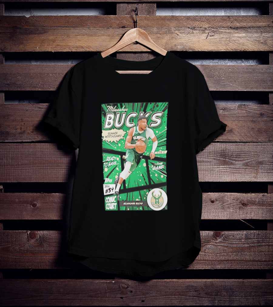 Milwaukee Bucks Giannis Antetokounmpo Comic Court Issue #34 T-Shirt