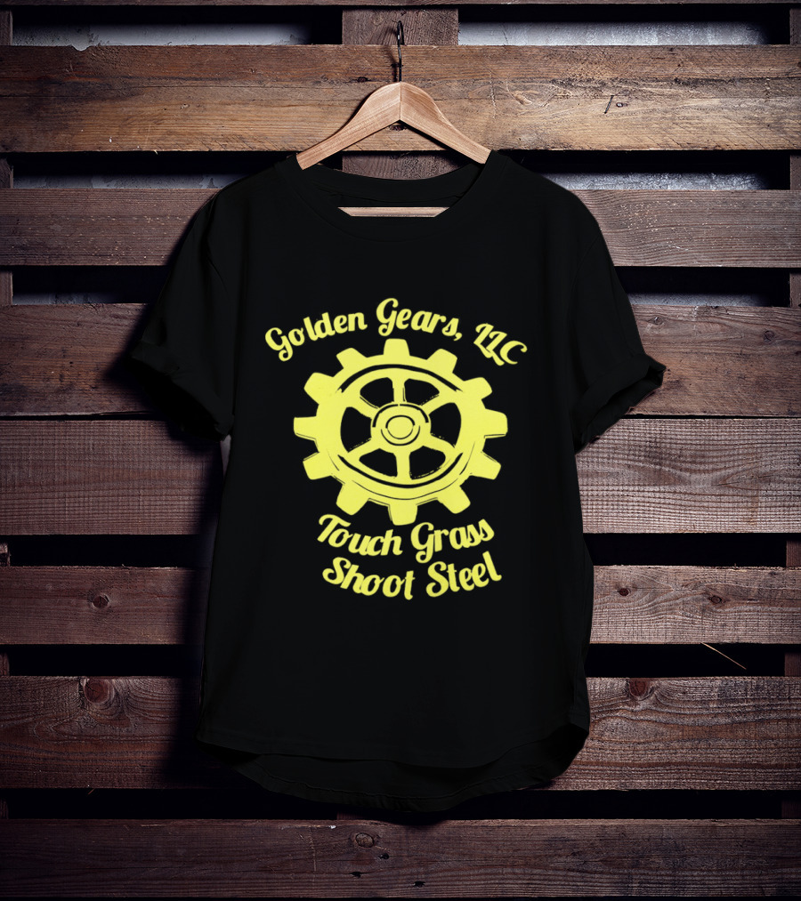 Golden Gears LLC Touch Grass Shoot Steel Gear Image T-Shirt