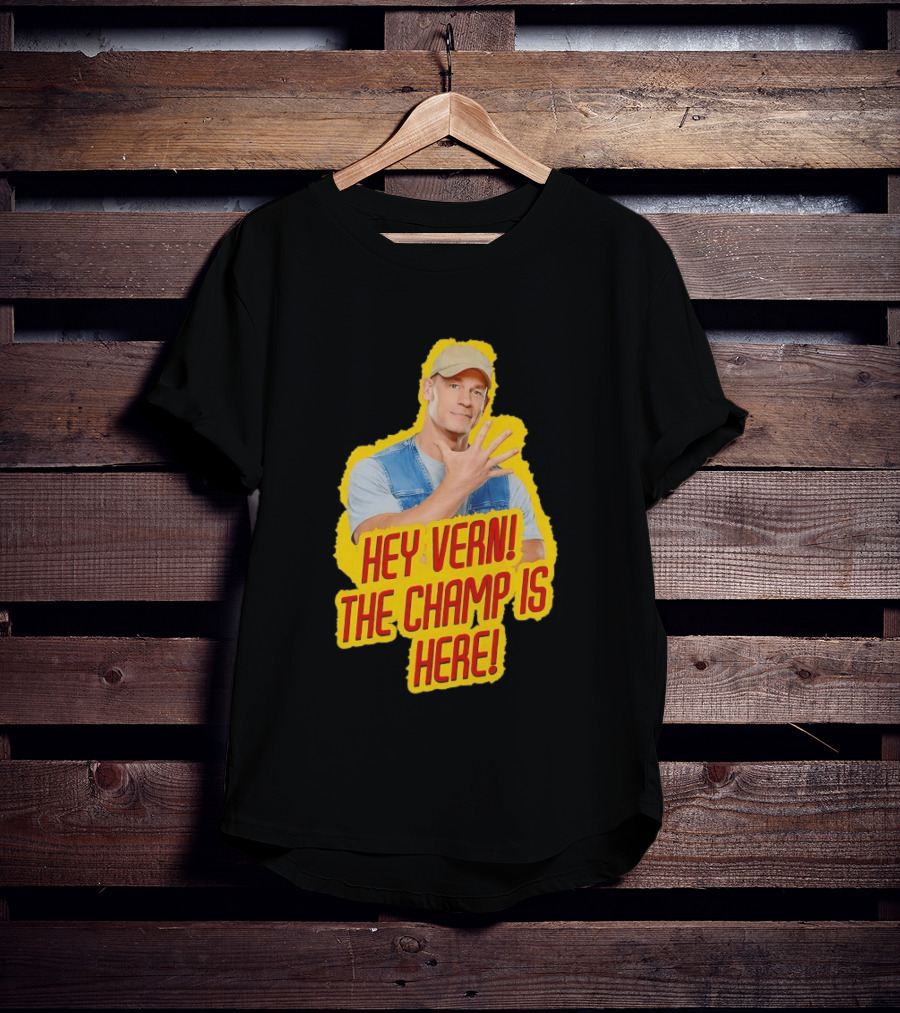 John Cena Hey Vern The Champ Is Here Hand Gesture Yellow Highlight T-Shirt