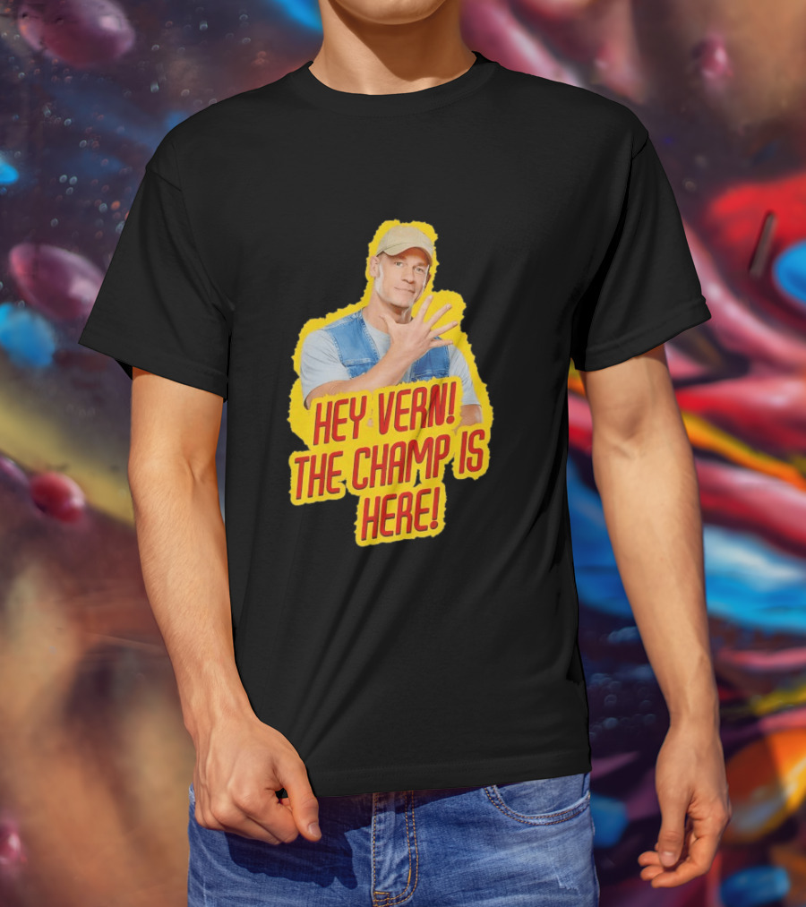 John Cena Hey Vern The Champ Is Here Hand Gesture Yellow Highlight T-Shirt
