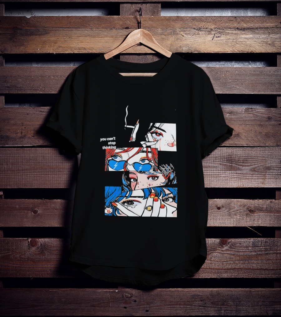 Rapidstreet Men Harajuku You Can't Stop Thinking Anime Vibrant Character Aesthetic T-Shirt
