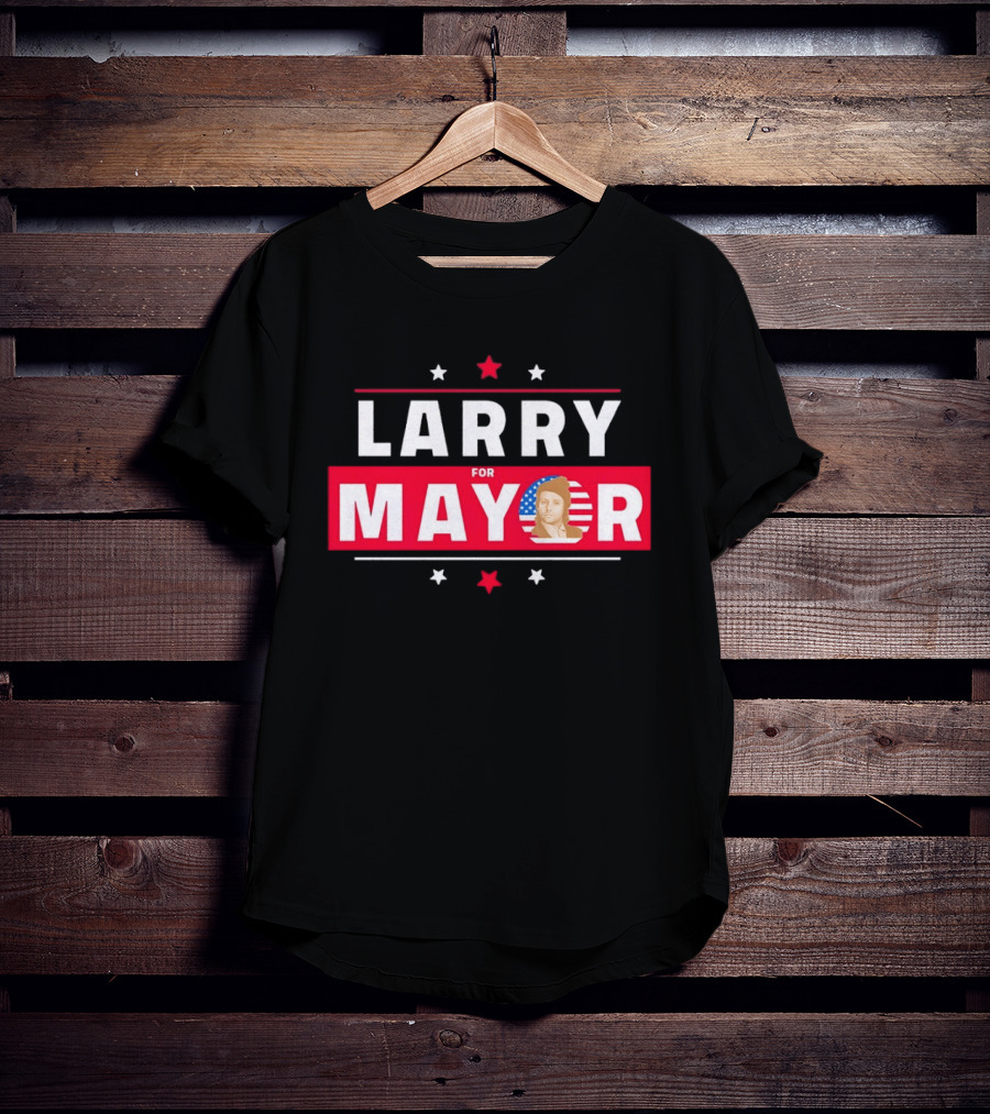 Larry For Mayor American Flag Style Candidate Image T-Shirt