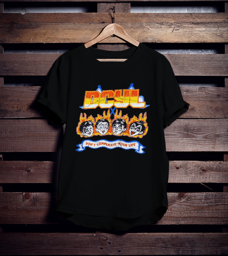 DCYL Don't Complicate Your Life Cartoon Faces Flame T-Shirt