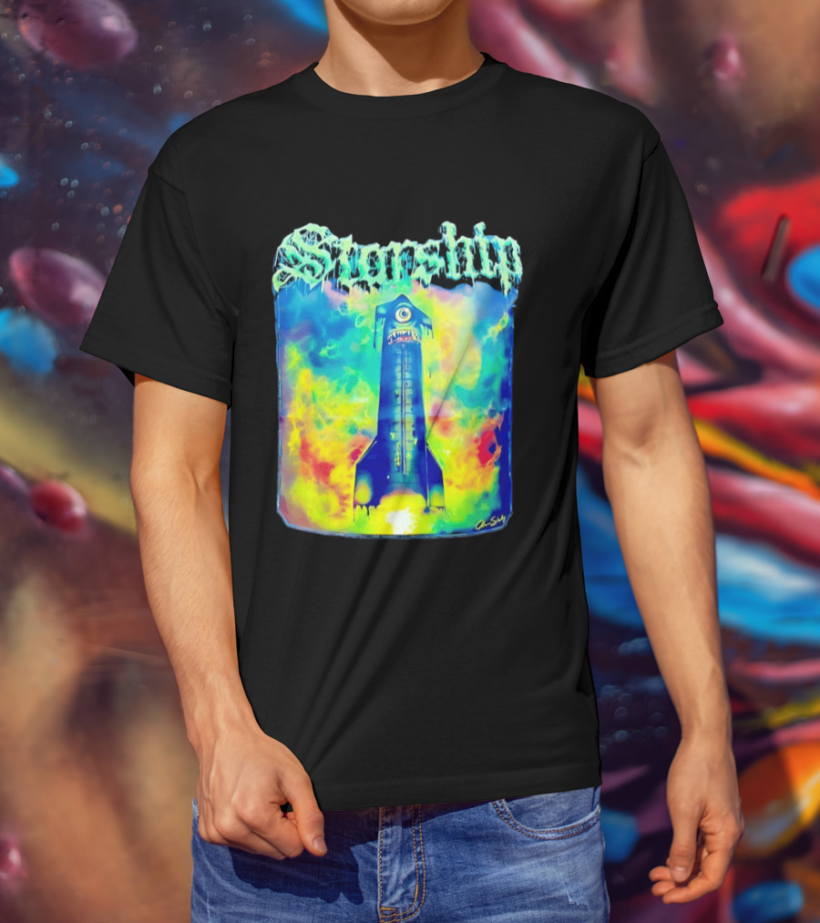 Starship Colorful Cyclops Monster Rocket Explosion T-Shirt