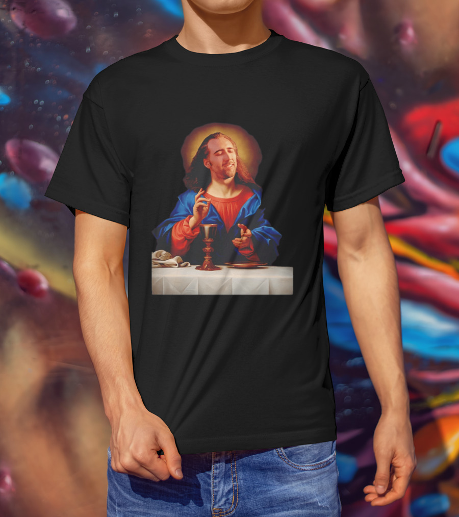 Nic Cage Jesus Iconic Meme Mashup T-Shirt