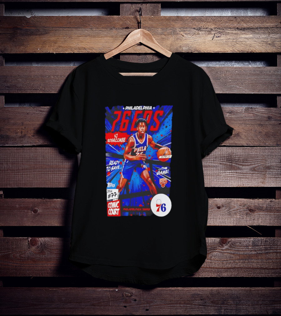 Philadelphia 76ers VJ Edgecombe Comic Court Ready To Save The Game T-Shirt
