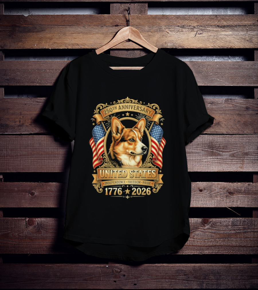 United States 250th Anniversary 1776 2026 Corgi Independence Freedom Pride T-Shirt