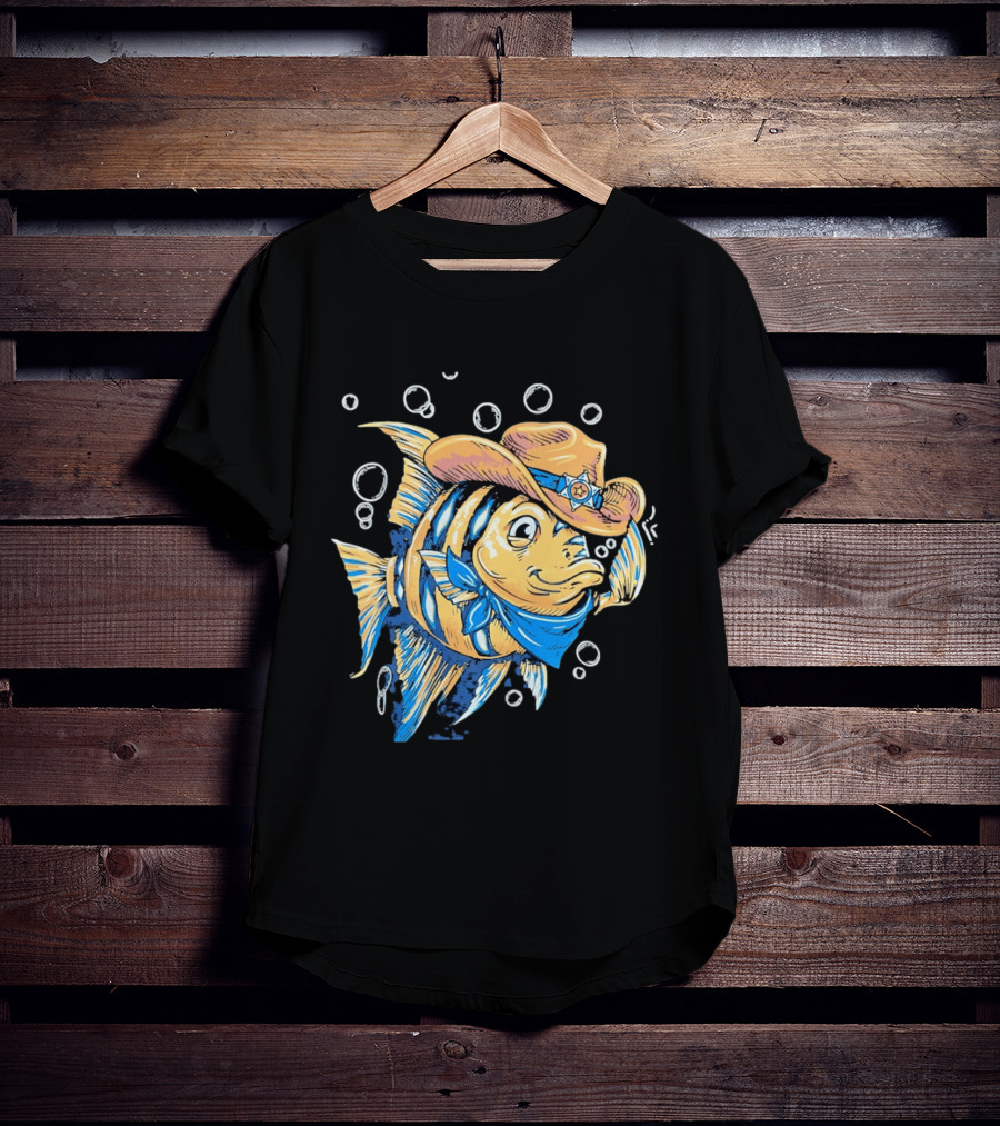 Angelfish Cowboy Hat Western Bubbles Bandana T-Shirt