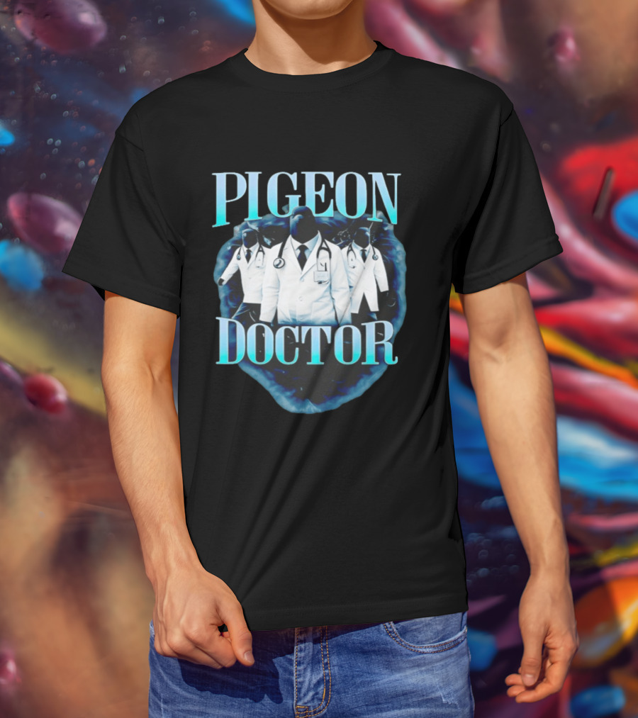 Pigeon Doctor Medical Humor Surreal Stethoscope T-Shirt