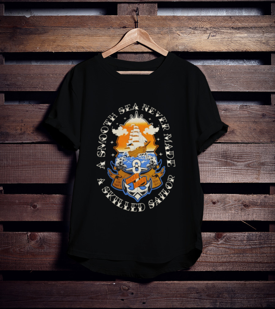 Hold Fast A Smooth Sea Never Made A Skilled Sailor Ship Anchor Ocean Waves T-Shirt