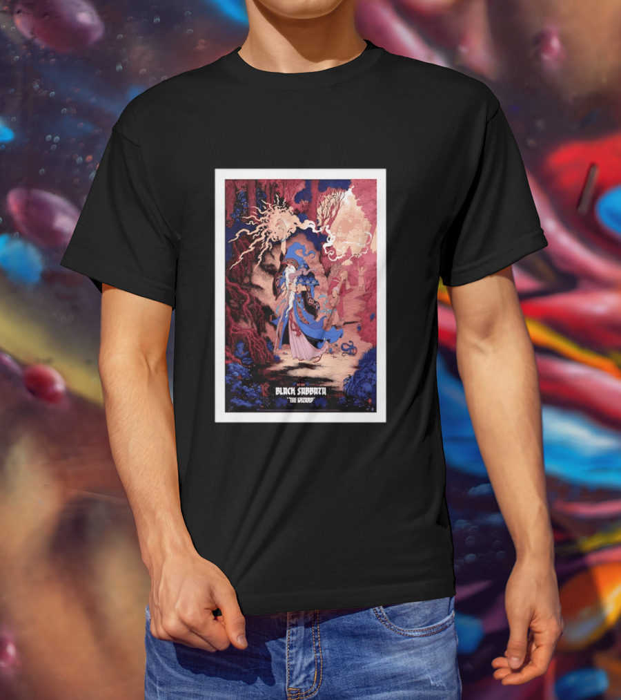 Black Sabbath The Wizard Rainbow Foil Edition Fantasy Scene T-Shirt
