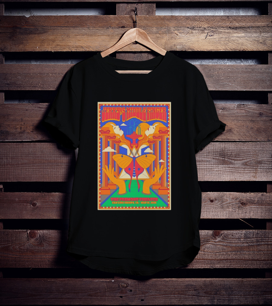 Jerry's Middle Finger The Fremont Theater San Luis Obispo CA May 15 2026 Psychedelic With Column And Faces T-Shirt