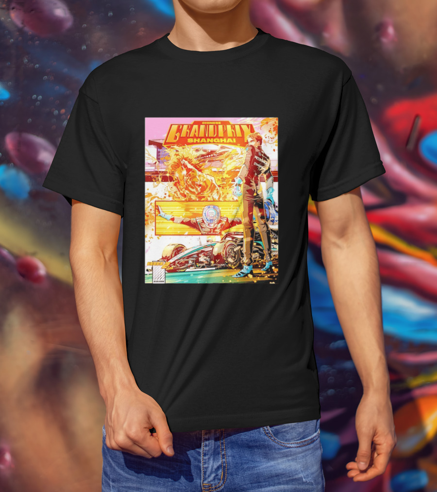 Chinese Grand Prix Shanghai Anime Style With Race Car And Driver T-Shirt