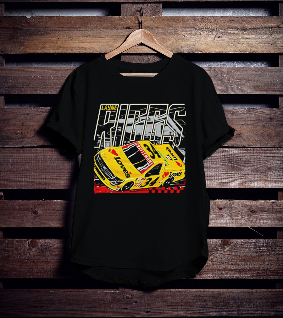 Layne Riggs Loves Truck Racing With Vibrant Yellow Car T-Shirt