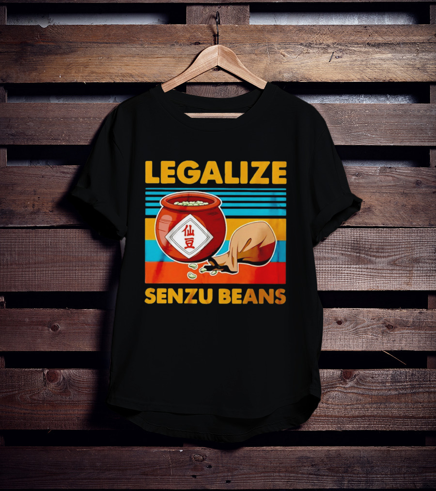 Legalize Senzu Beans Dragon Ball Kagome Jar Vintage Stripes T-Shirt
