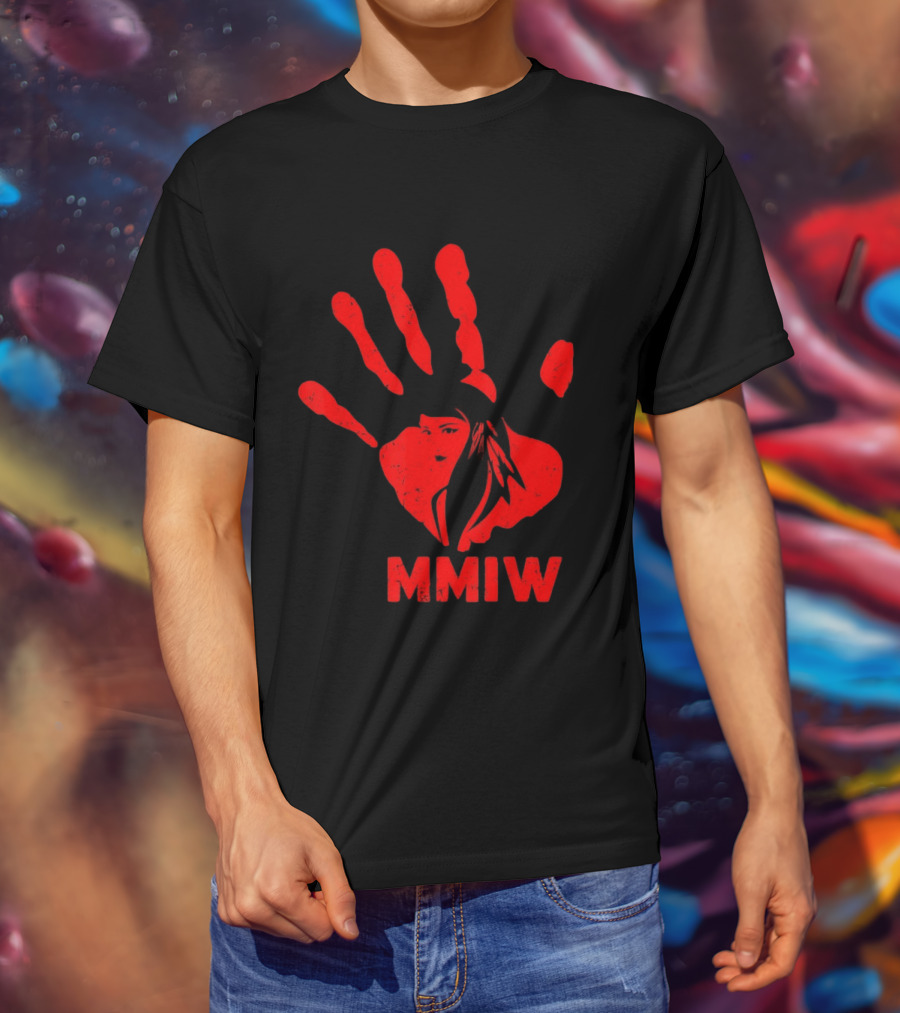 MMIW Red Handprint Symbol For Missing Murdered Indigenous Women Awareness T-Shirt