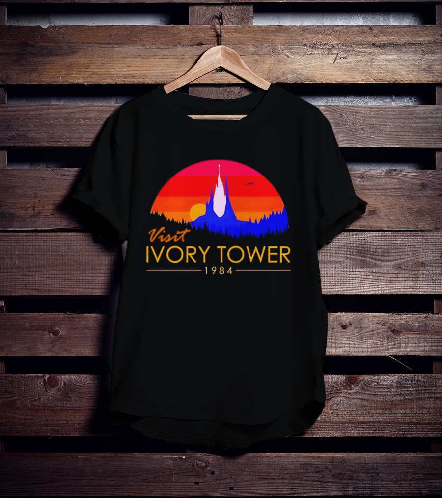 Visit Ivory Tower 1984 Sunset Silhouette The Neverending Story T-Shirt