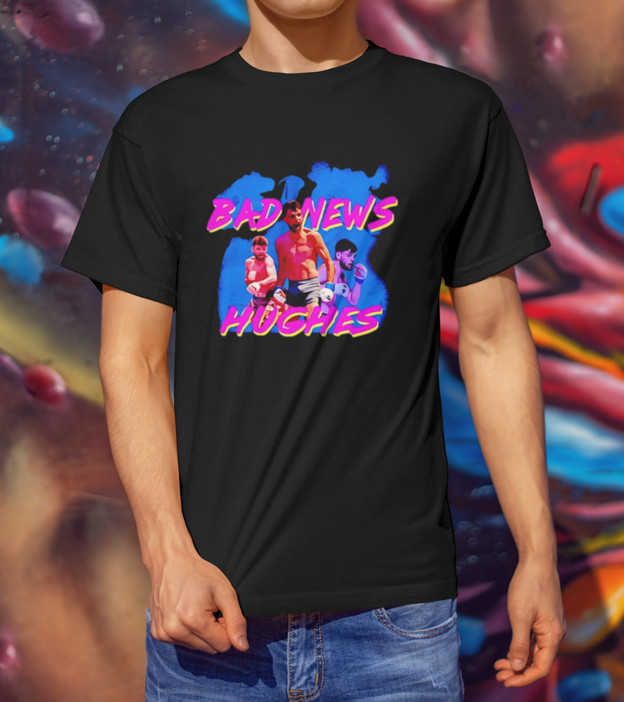 Bad News Hughes Boxing Fighter Action Trio T-Shirt