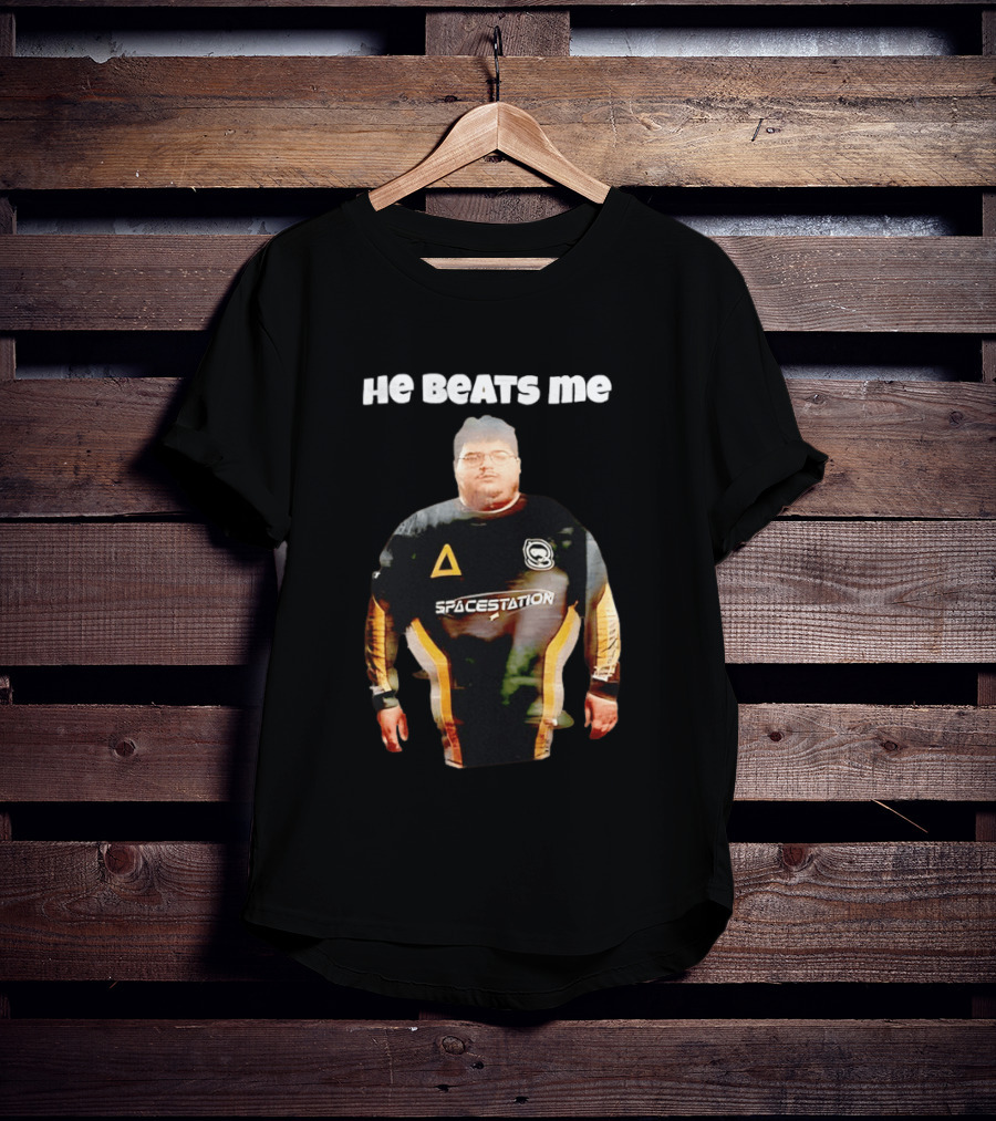 He Beats Me Spacestation Gaming Jersey T-Shirt