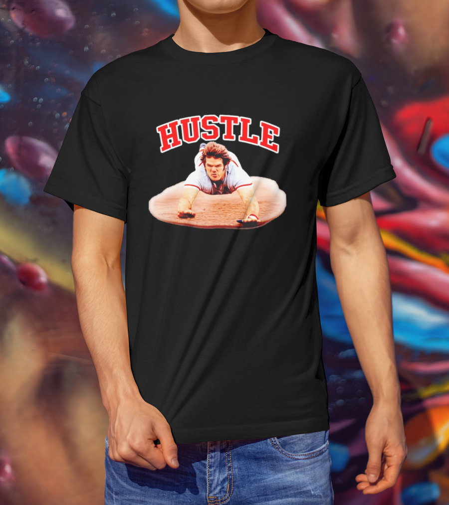 Hustle Baseball Player Diving Slide Action Image T-Shirt