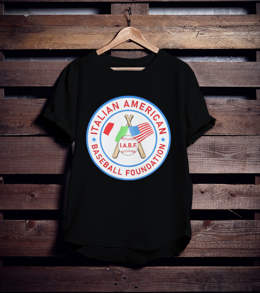 Italian American Baseball Foundation IABF Flags And Crossed Bats T-Shirt