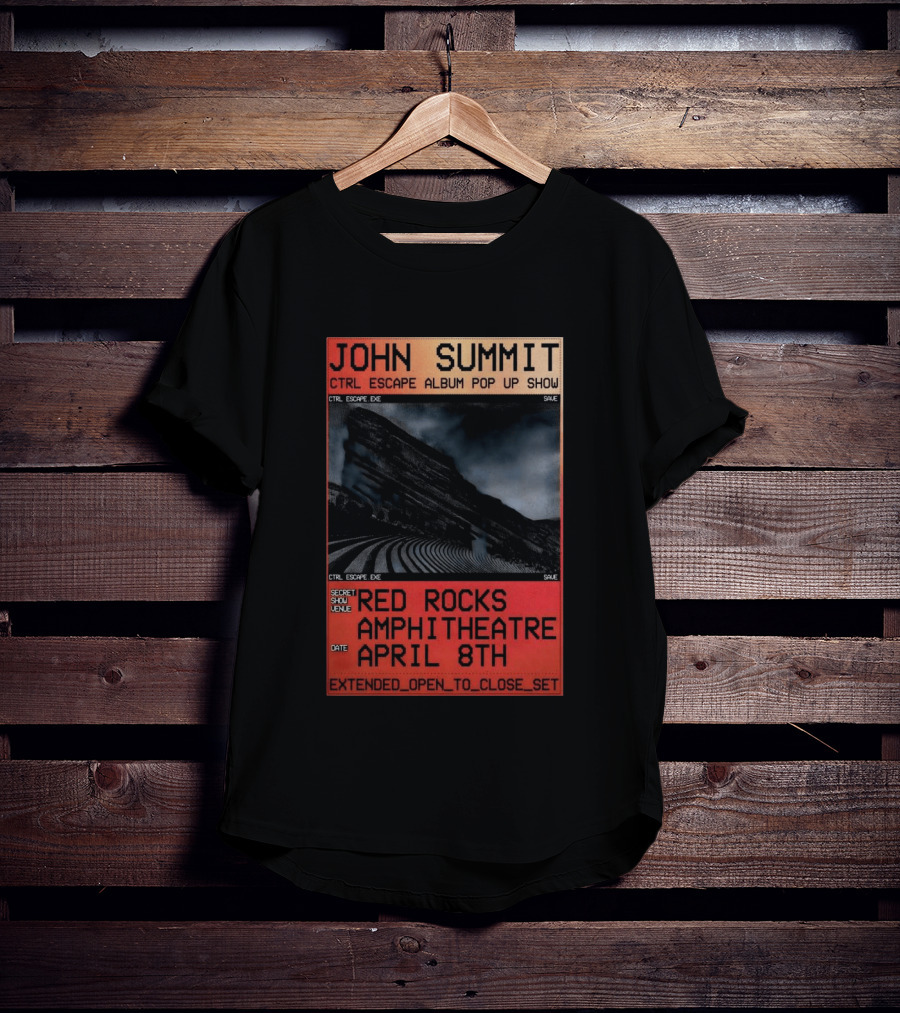 John Summit CTRL Escape Album Pop Up Show Red Rocks Amphitheatre April 8th Secret Show Extended Open To Close Set T-Shirt