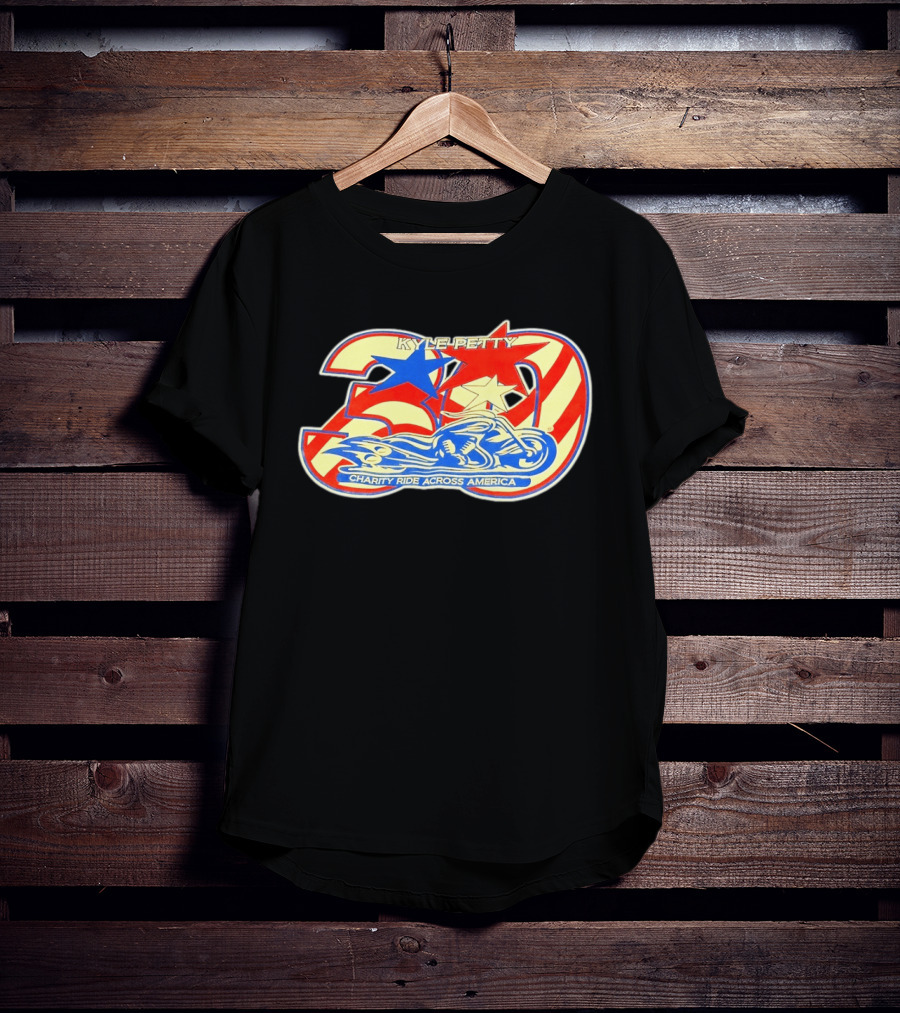Kyle Petty 30th Anniversary Charity Ride Across America Motorcycle Stars Stripes T-Shirt