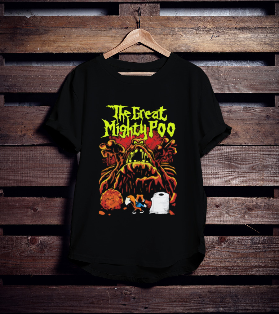 The Great Mighty Poo Animated Character With Toilet Paper And Cookie T-Shirt