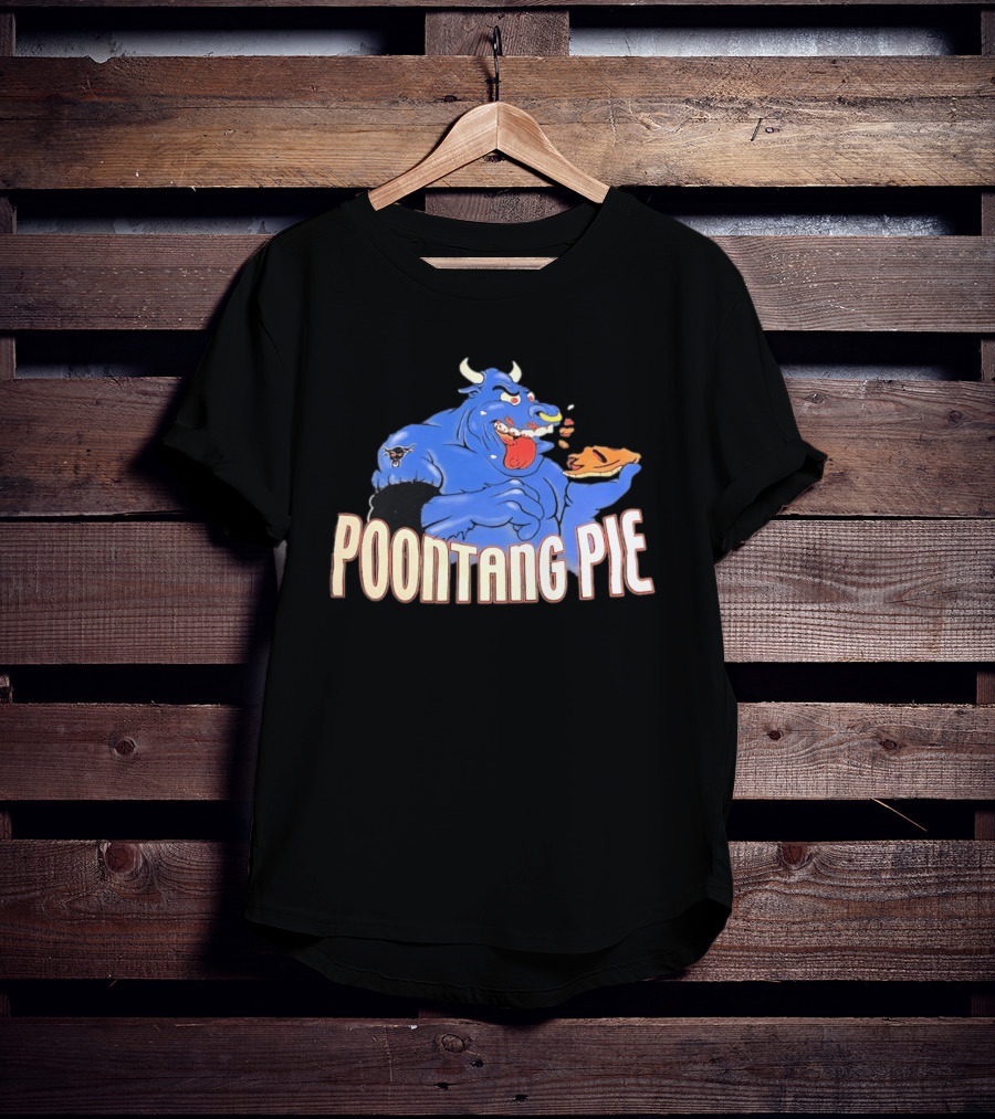 Poontang Pie Bull Eating Slice With Small Wrestler Tattoo T-Shirt