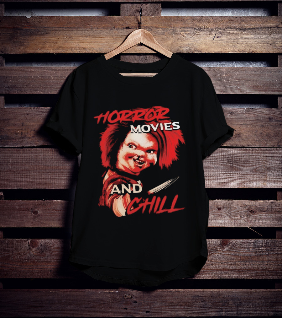 Chucky Horror Movies And Chill Knife Wielding Doll T-Shirt