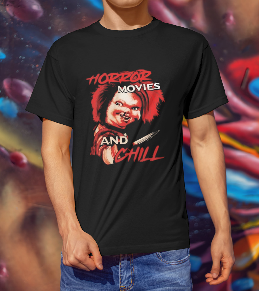 Chucky Horror Movies And Chill Knife Wielding Doll T-Shirt