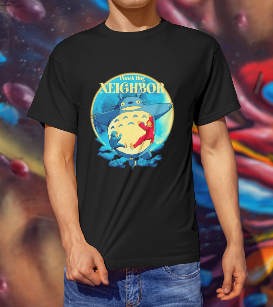 Punch Hug Neighbor Totoro Embrace With Two Punch Monkey T-Shirt