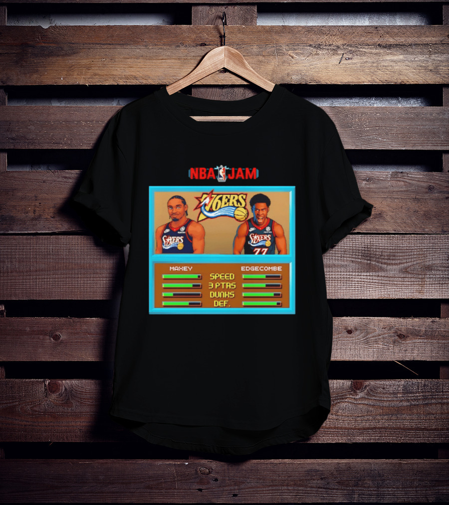 NBA Jam Philadelphia 76ers Maxey Edgecombe Retro Game T-Shirt
