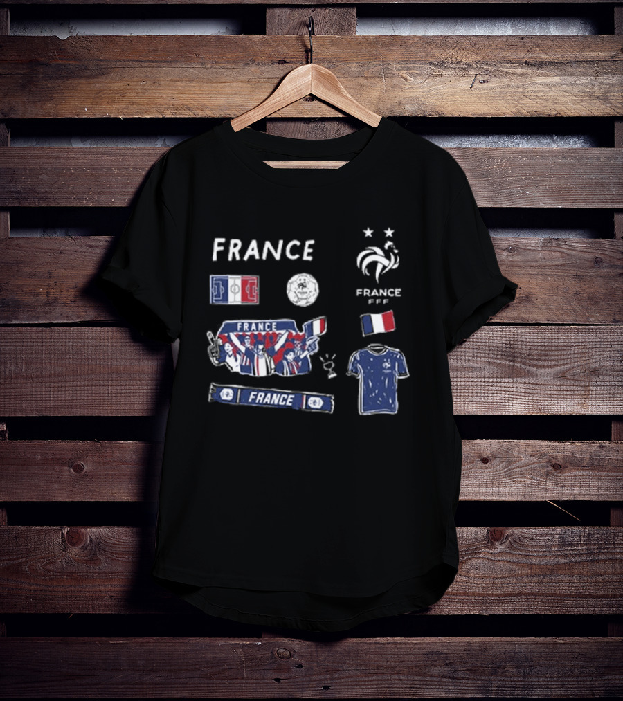 France National Team Youth Navy Cotton Pullover Soccer Fans Tricolor FFF Rooster Stars T-Shirt