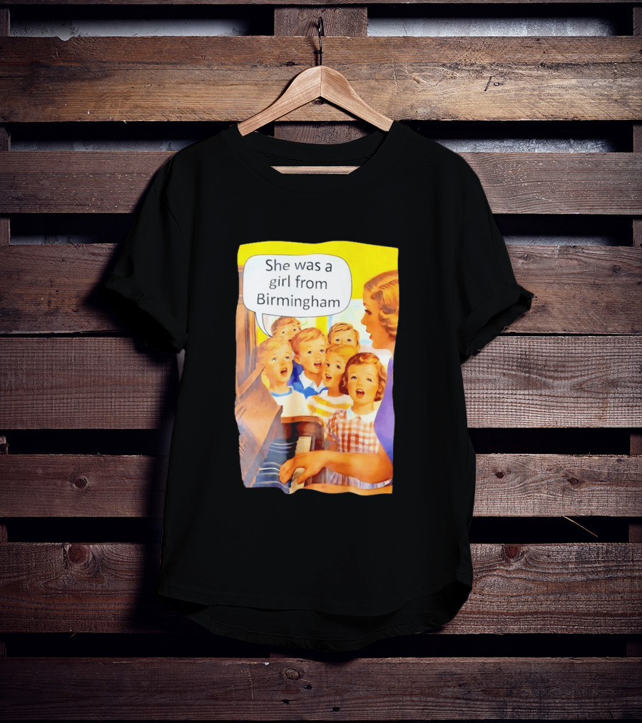 She Was A Girl From Birmingham Retro Comic Style Classroom Scene T-Shirt