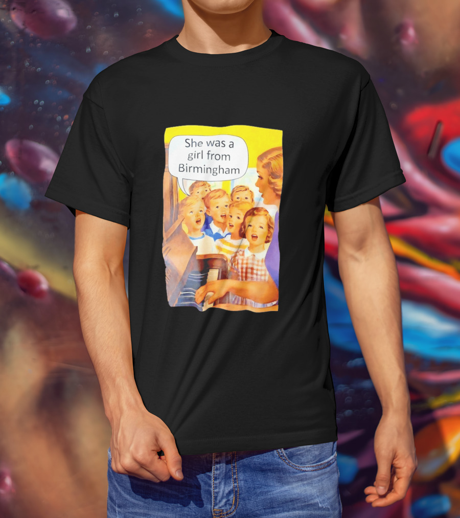 She Was A Girl From Birmingham Retro Comic Style Classroom Scene T-Shirt