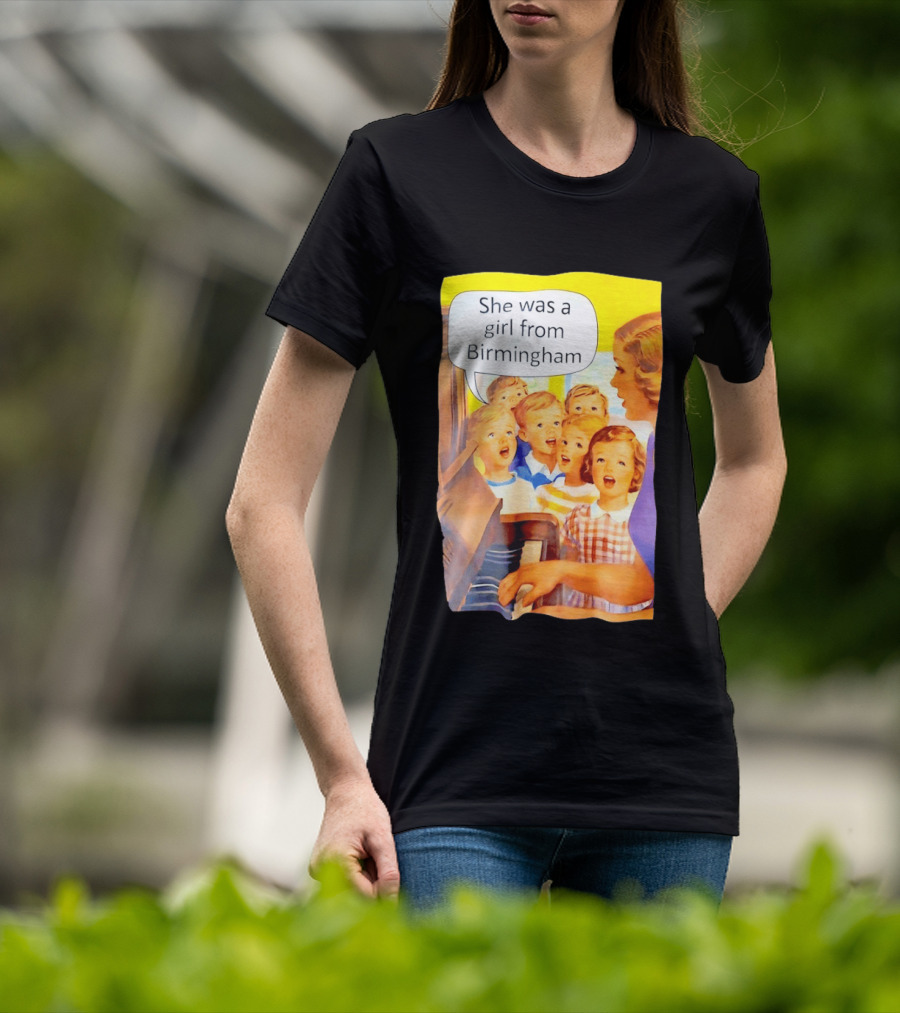 She Was A Girl From Birmingham Retro Comic Style Classroom Scene T-Shirt
